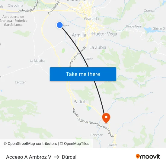 Acceso A Ambroz V to Dúrcal map