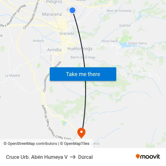Cruce Urb. Abén Humeya V to Dúrcal map