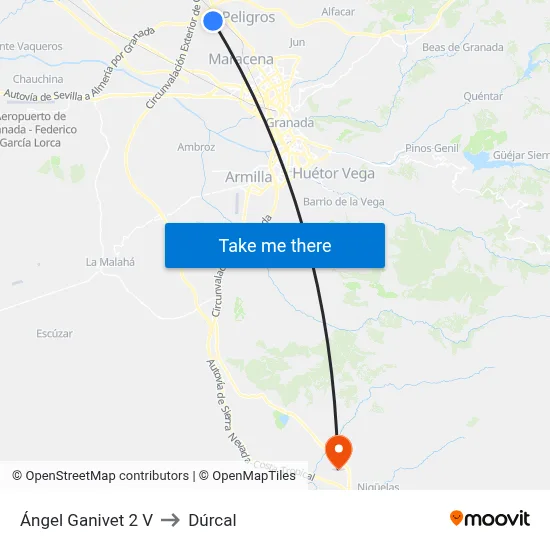 Ángel Ganivet 2 V to Dúrcal map