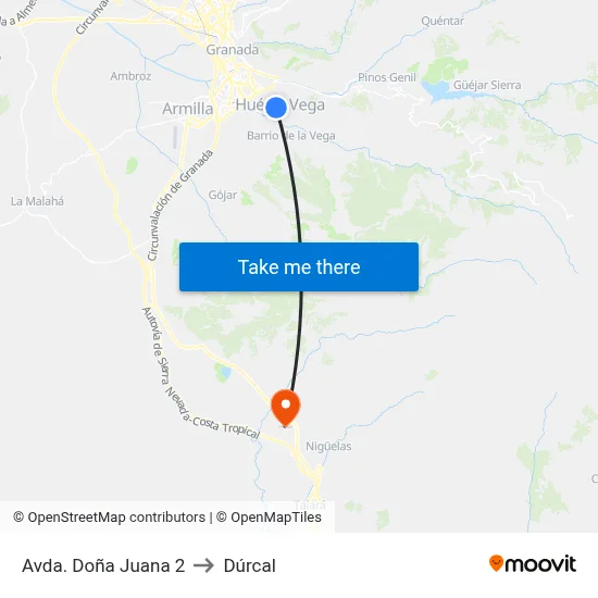 Avda. Doña Juana 2 to Dúrcal map