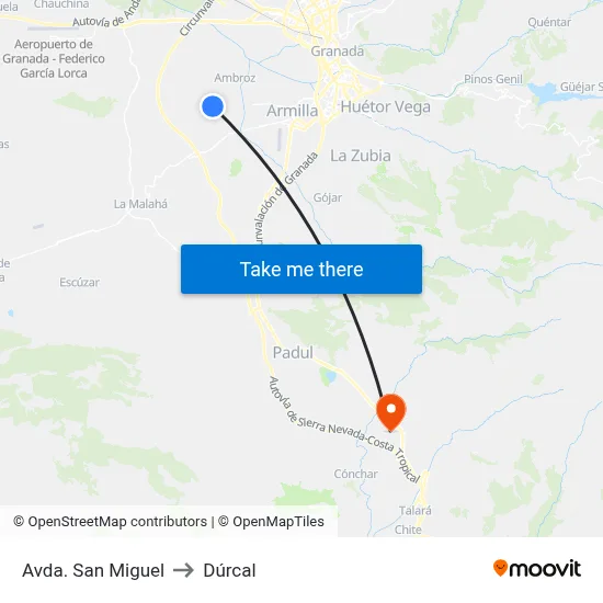 Avda. San Miguel to Dúrcal map