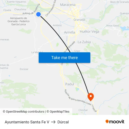 Ayuntamiento Santa Fe V to Dúrcal map