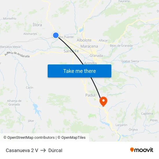 Casanueva 2 V to Dúrcal map