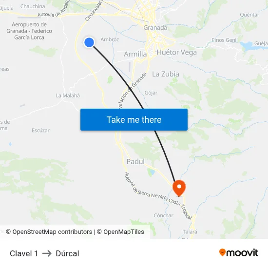 Clavel 1 to Dúrcal map
