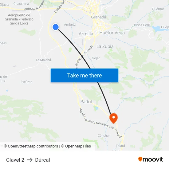 Clavel 2 to Dúrcal map