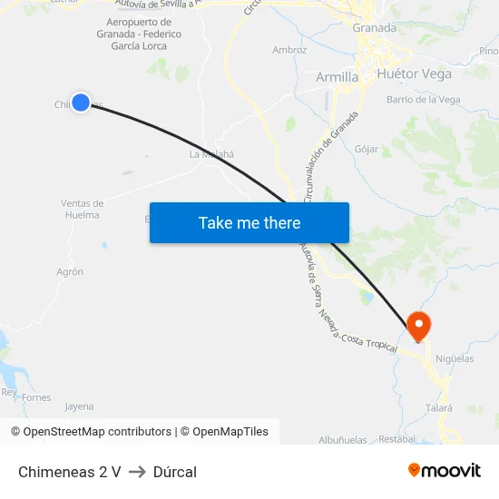 Chimeneas 2 V to Dúrcal map