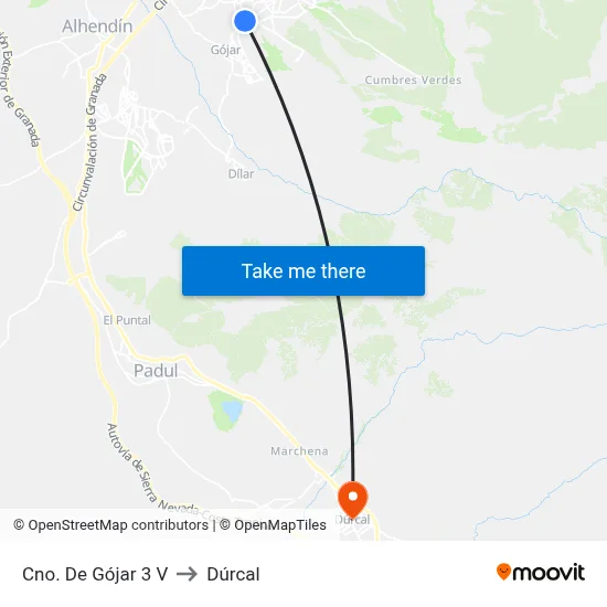Cno. De Gójar 3 V to Dúrcal map