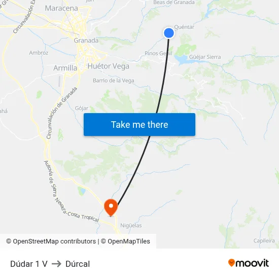 Dúdar 1 V to Dúrcal map