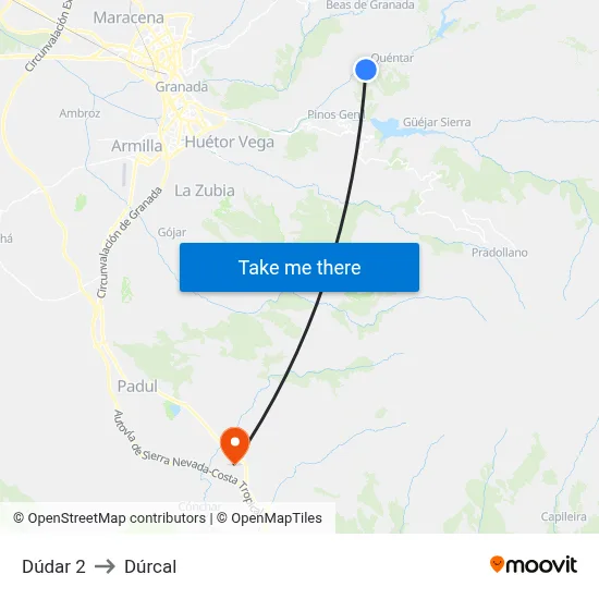 Dúdar 2 to Dúrcal map
