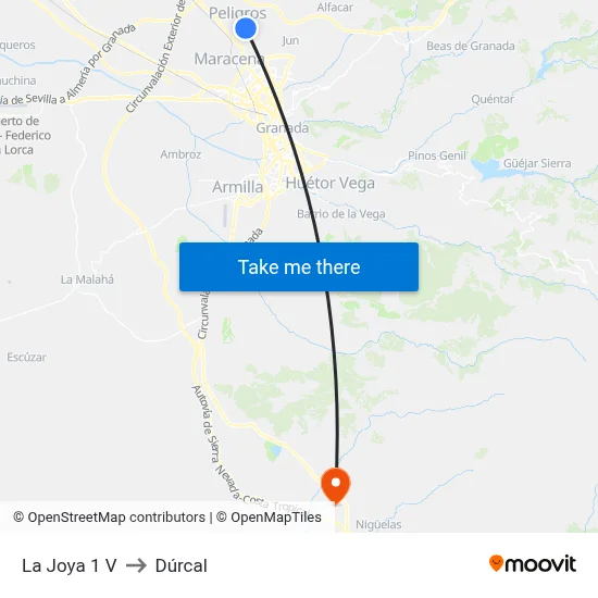 La Joya 1 V to Dúrcal map