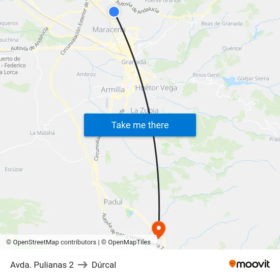 Avda. Pulianas 2 to Dúrcal map