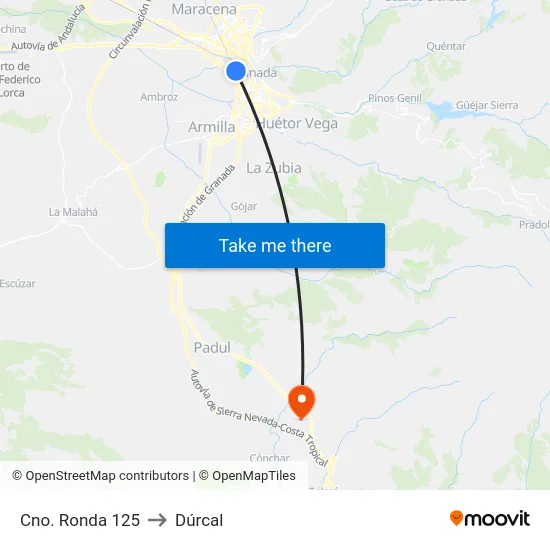 Cno. Ronda 125 to Dúrcal map