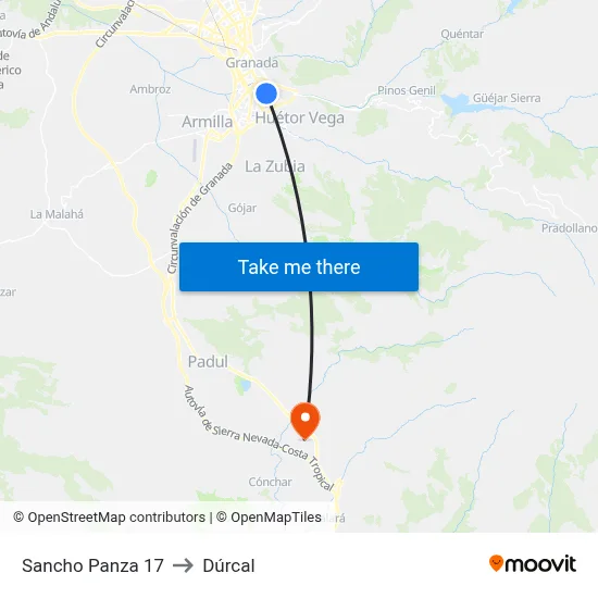 Sancho Panza 17 to Dúrcal map