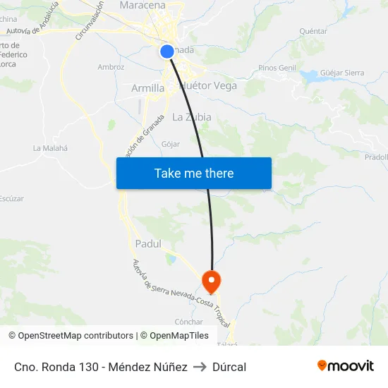 Cno. Ronda 130 - Méndez Núñez to Dúrcal map
