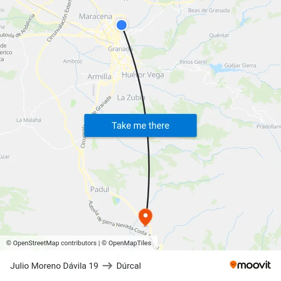 Julio Moreno Dávila 19 to Dúrcal map