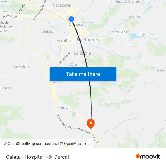 Caleta - Hospital to Dúrcal map