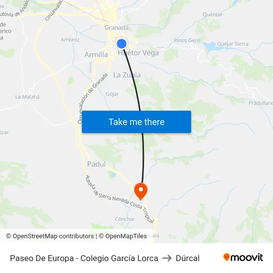 Paseo De Europa - Colegio García Lorca to Dúrcal map