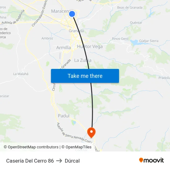 Casería Del Cerro 86 to Dúrcal map
