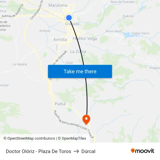 Doctor Olóriz - Plaza De Toros to Dúrcal map