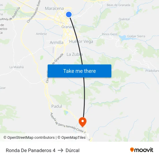 Ronda De Panaderos 4 to Dúrcal map