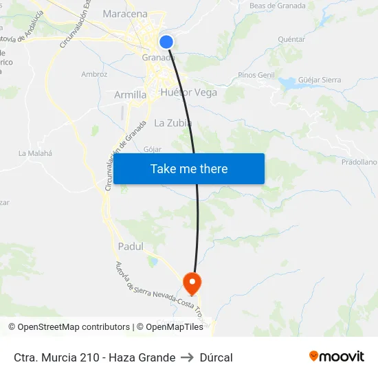 Ctra. Murcia 210 - Haza Grande to Dúrcal map