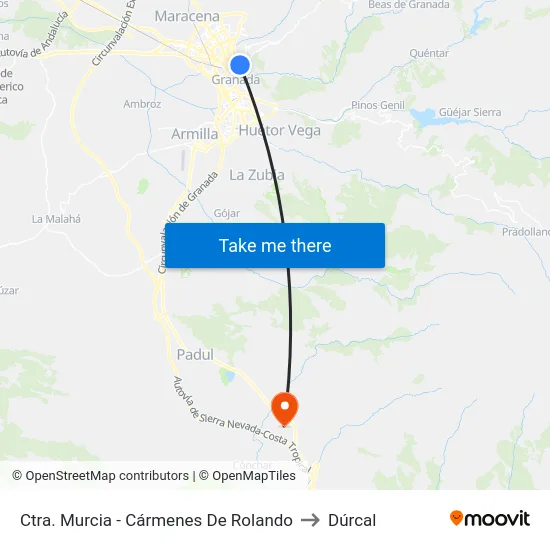 Ctra. Murcia - Cármenes De Rolando to Dúrcal map