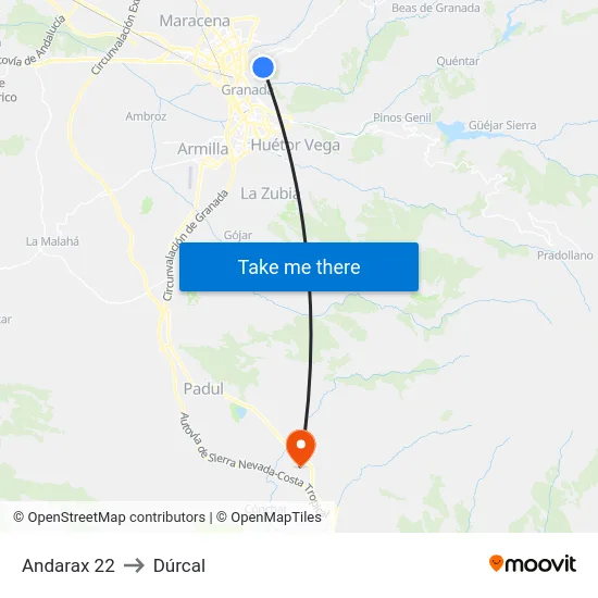 Andarax 22 to Dúrcal map