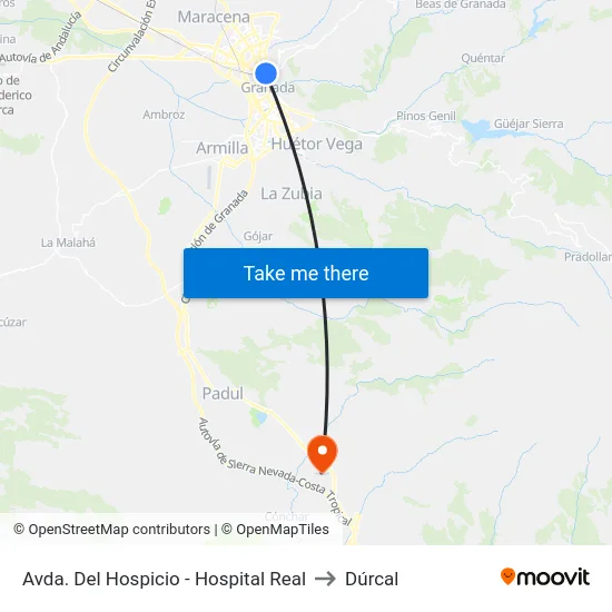 Avda. Del Hospicio - Hospital Real to Dúrcal map