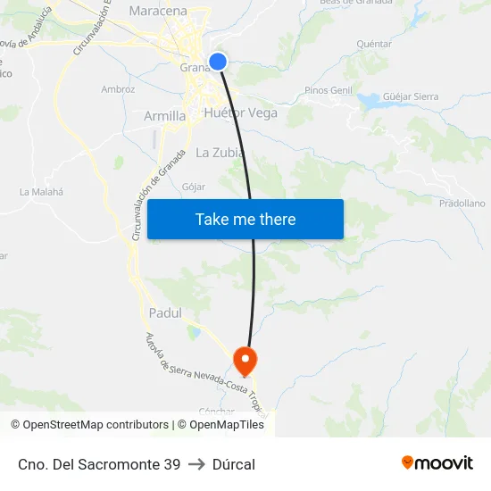 Cno. Del Sacromonte 39 to Dúrcal map