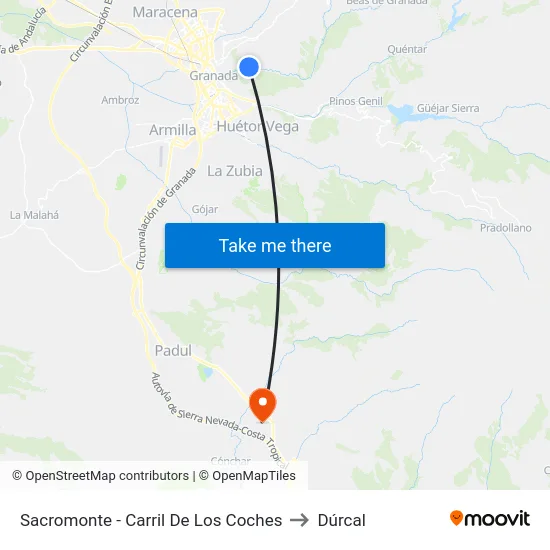 Sacromonte - Carril De Los Coches to Dúrcal map