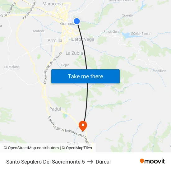 Santo Sepulcro Del Sacromonte 5 to Dúrcal map