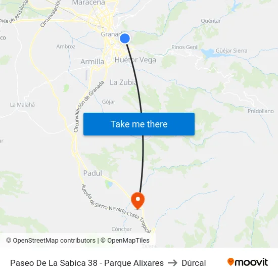 Paseo De La Sabica 38 - Parque Alixares to Dúrcal map