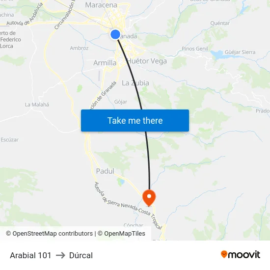 Arabial 101 to Dúrcal map