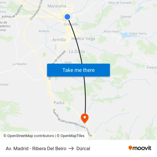 Av. Madrid - Ribera Del Beiro to Dúrcal map