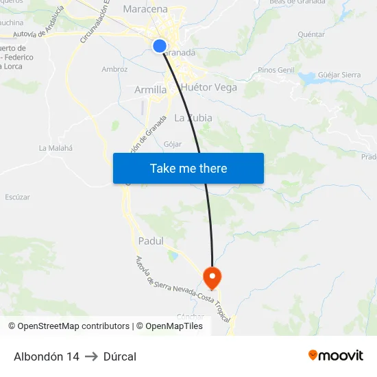 Albondón 14 to Dúrcal map