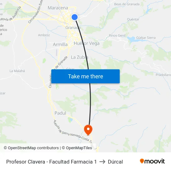 Profesor Clavera - Facultad Farmacia 1 to Dúrcal map