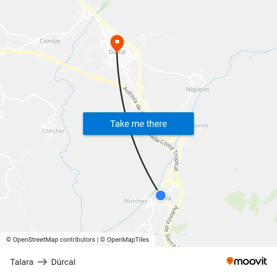 Talara to Dúrcal map