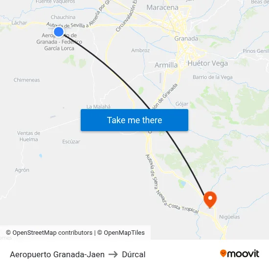 Aeropuerto Granada-Jaen to Dúrcal map