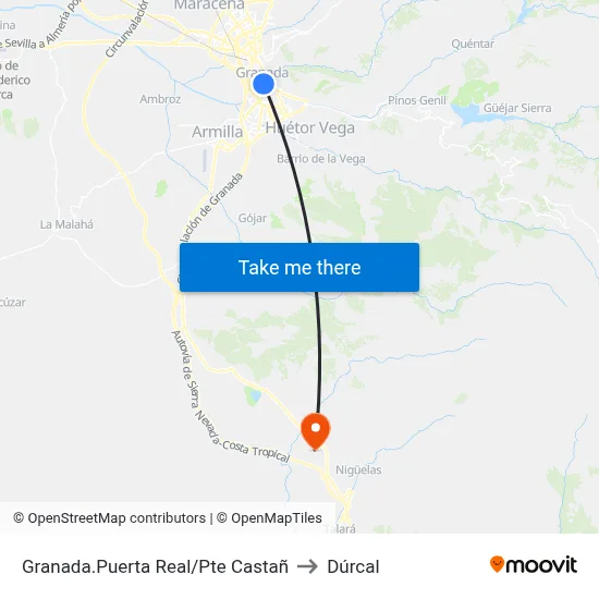 Granada.Puerta Real/Pte Castañ to Dúrcal map