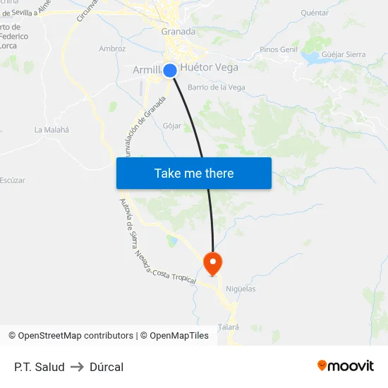 P.T. Salud to Dúrcal map