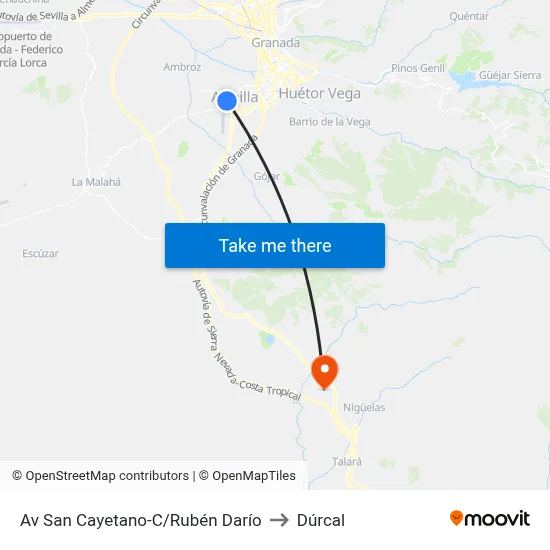 Av San Cayetano-C/Rubén Darío to Dúrcal map