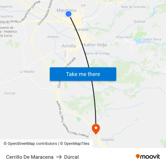 Cerrillo De Maracena to Dúrcal map