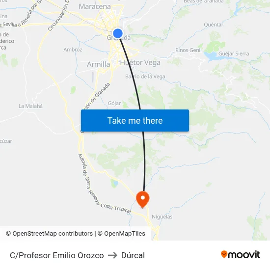 C/Profesor Emilio Orozco to Dúrcal map