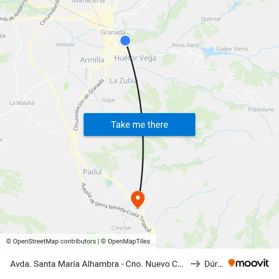 Avda. Santa María Alhambra - Cno. Nuevo Cementerio 82 to Dúrcal map