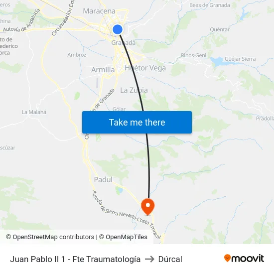 Juan Pablo II 1 - Fte Traumatología to Dúrcal map