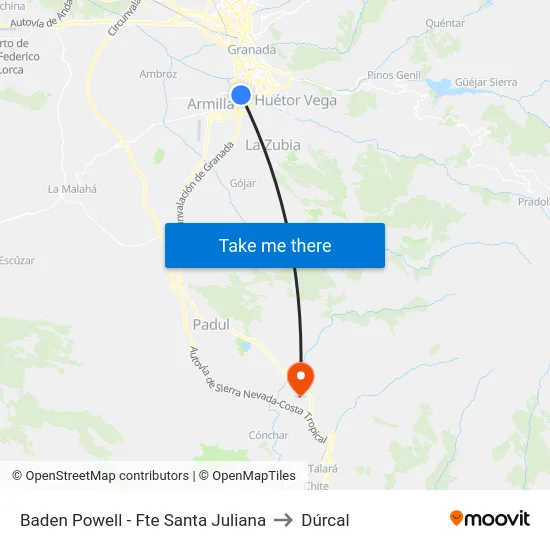 Baden Powell - Fte Santa Juliana to Dúrcal map