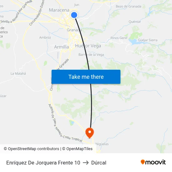 Enríquez De Jorquera Frente 10 to Dúrcal map