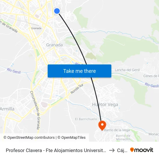 Profesor Clavera - Fte Alojamientos Universitarios to Cájar map