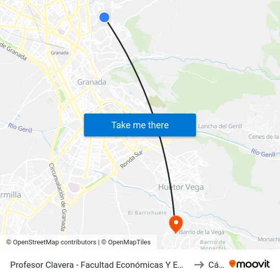 Profesor Clavera - Facultad Económicas Y Empresariales to Cájar map