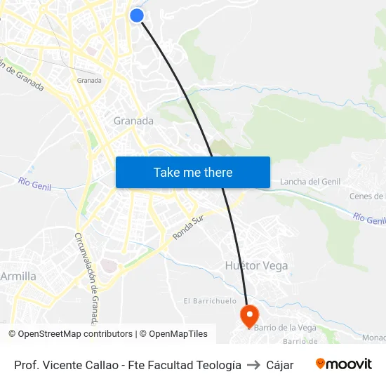 Prof. Vicente Callao - Fte Facultad Teología to Cájar map